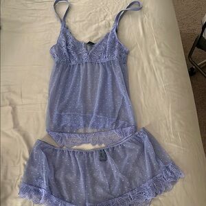 Frederick's of Hollywood Purple Lace Trim Pajama Set